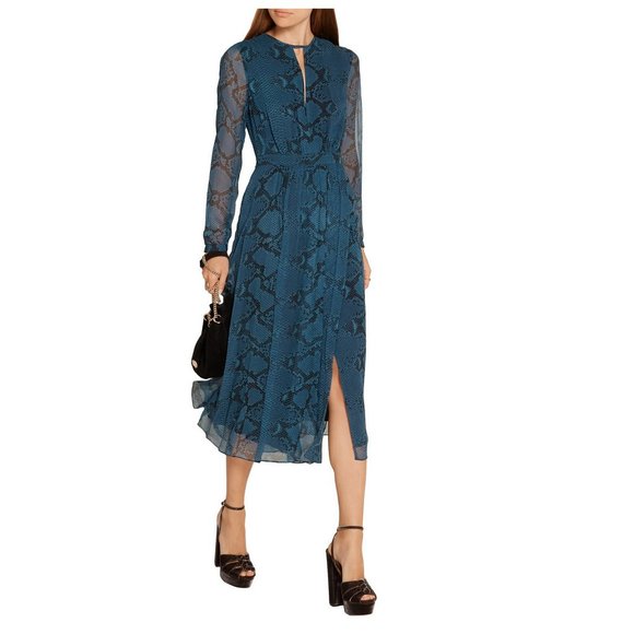 NWT Burberry Jennifer Silk Snake Print Dress - Picture 1 of 12